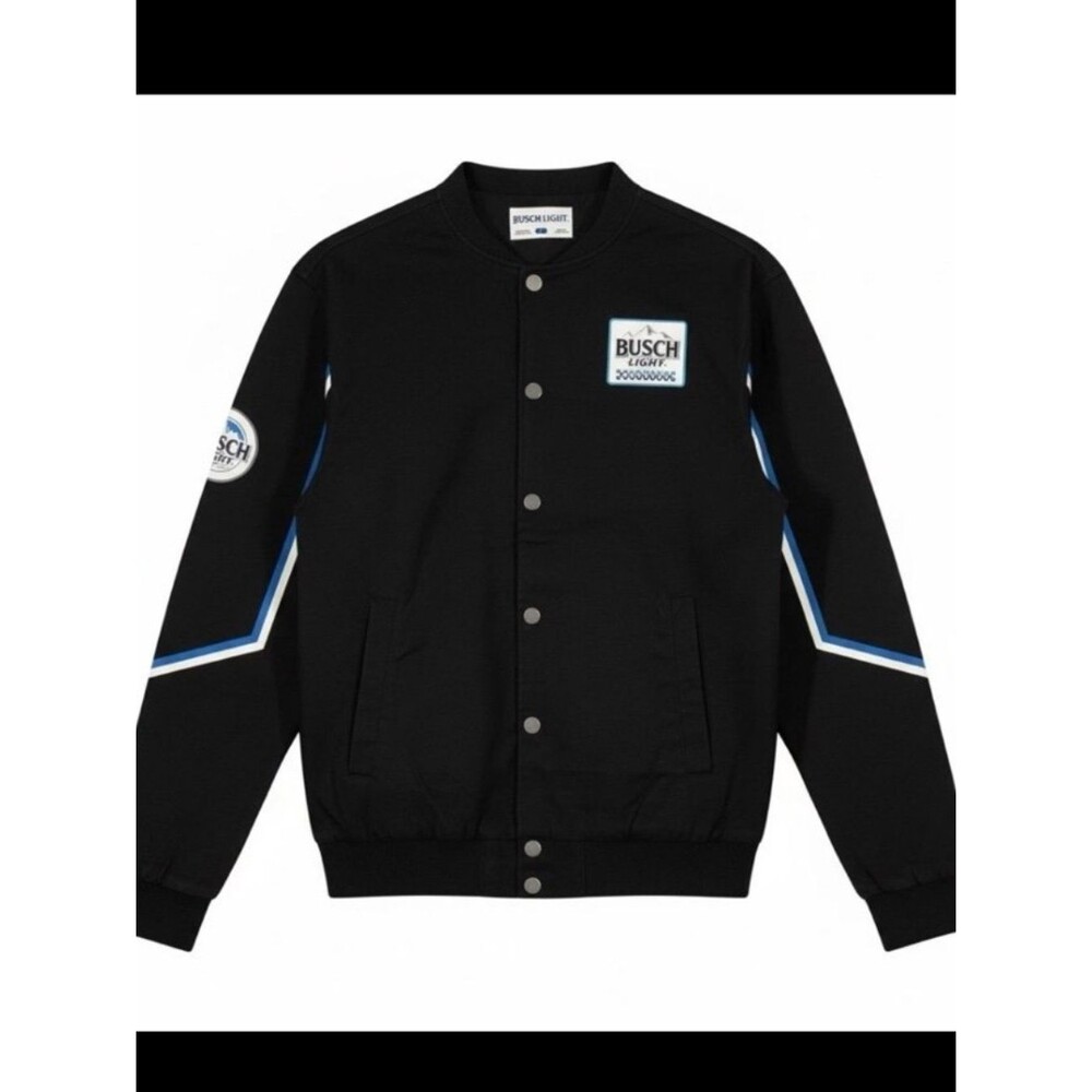 Busch Light Racing Jacket Snap Closure Black W/Busch Logo Size XXLarge NWT